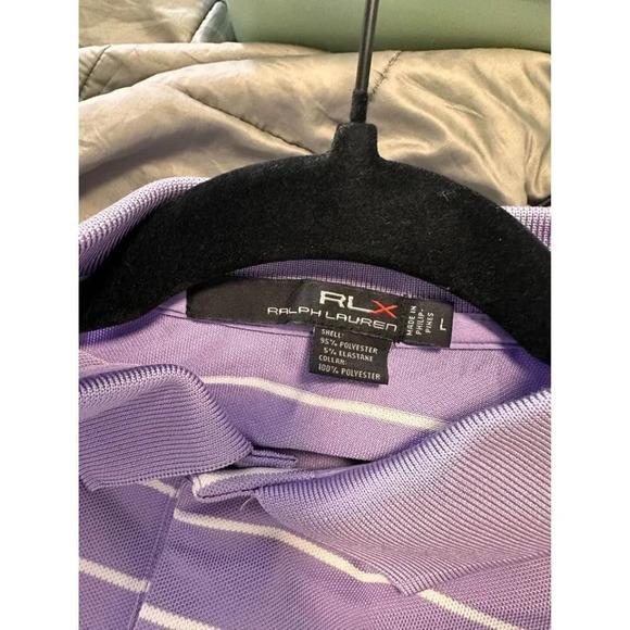 Ralph Lauren men's RLX purple stripe polo size large #0706 - Picture 5 of 5